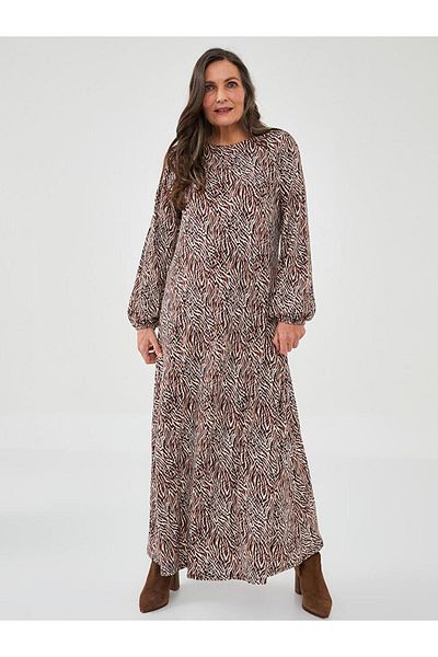 LC Waikiki LCW Grace - Γυναικείο μακρυμάνικο φόρεμα με στάμπα με λαιμόκοψη
