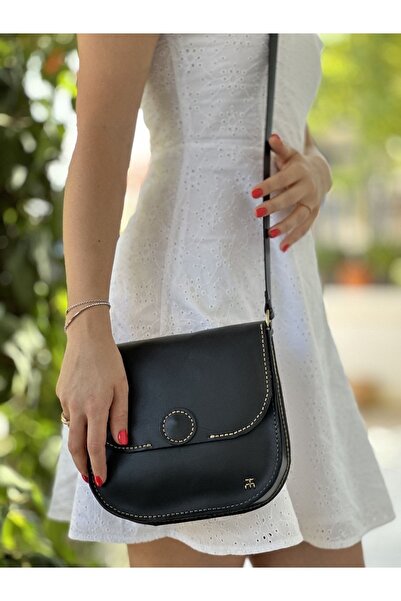 Tuvita Collection Bodrum %100 Gerçek Deri-elyapımı Kadın Siyah Çapraz Askılı ...