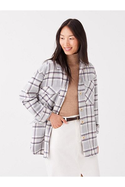 LC Waikiki LCW Vision καρό μακρυμάνικο oversize γυναικείο πουκάμισο