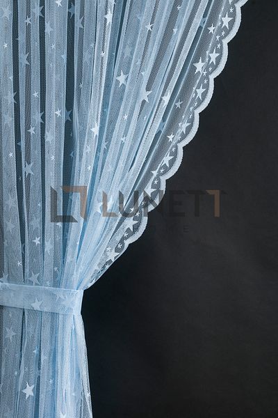 LUNETT HOME ستارة خلفية منقوشة على شكل نجمة زرقاء مقاس 1x3 - بطيات سيك