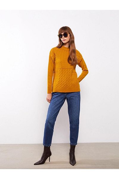 LC Waikiki LCWAIKIKI Basic Half Turtleneck Self-Patterned Long Sleeve Women's Knitwear Sweater