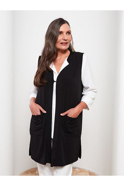 LC Waikiki Γυναικείο γιλέκο LCW Grace V-Neck με στάμπα με πέτρα