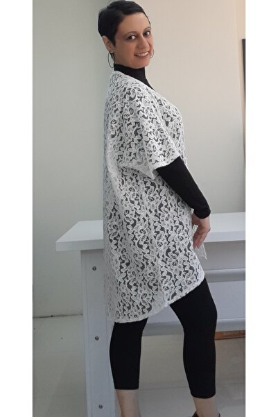 Mertcan Butik Bat Sleeve White Lace Vest