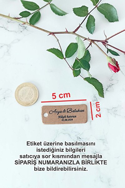 Vice Kişiye özel etiket - Düğün-nişan- nikah Etiketi - 100 adet kraft etiket ( 2 x 5 cm)
