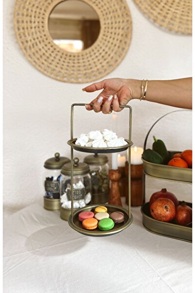 KaiHome طبق تقديم / منظم من طبقتين مجلفن على الطراز الريفي