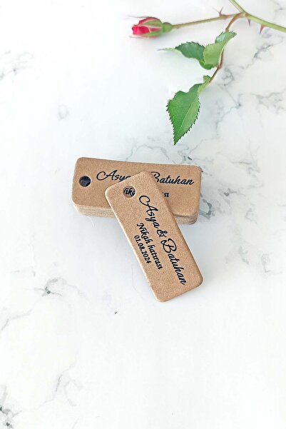 Vice Kişiye özel etiket - Düğün-nişan- nikah Etiketi - 100 adet kraft etiket ( 2 x 5 cm)