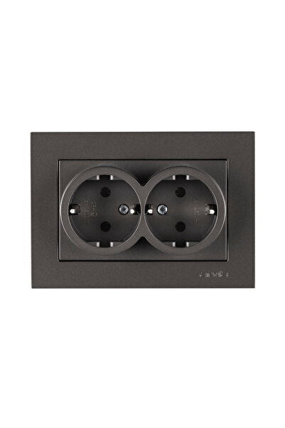 Elektroyou Arvia Antrasit İkili Topraklı Priz Çerçeveli
