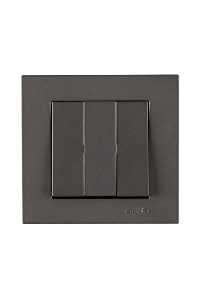Elektroyou Arvia Antrasit Üçlü Anahtar Çerçeveli