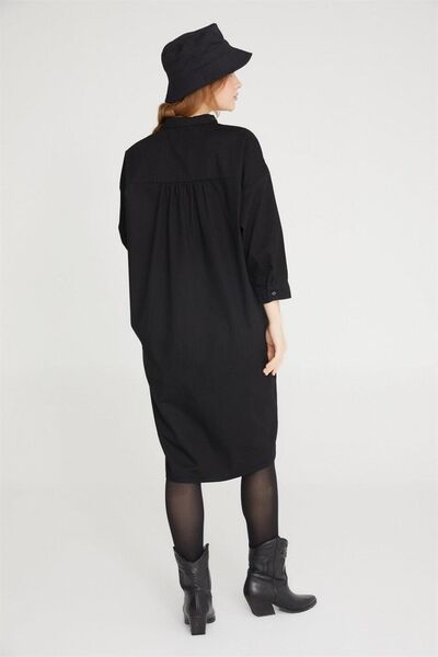 VAVIEN Hamile Siyah Gömlek Elbise 1021