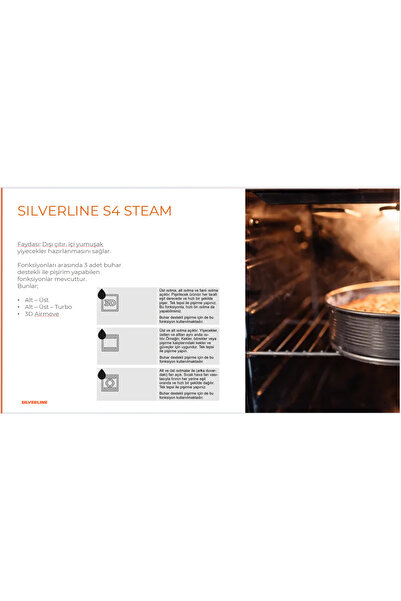 Silverline BO65P4S01 Buhar Destekli + Airfryer Özellikli Ankastre Fırın Gri Antrasit Cam