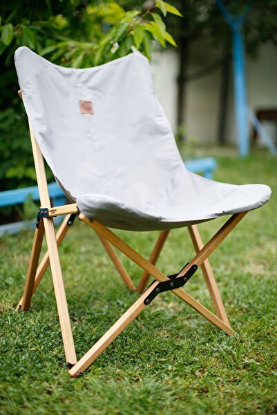 CampCrafted Ahşap Katlanır Kamp & Bahçe Sandalyesi - Gri