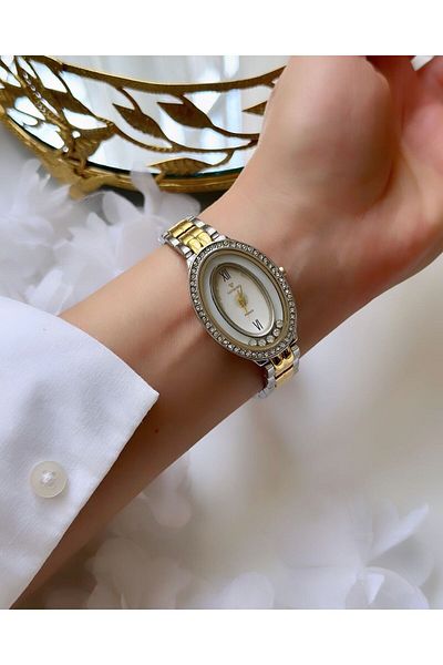 Forsining Raymond Oval Women's Wristwatch - Gold and Silver