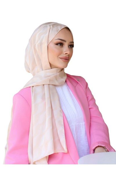 ŞahTan Cotton Jacquard Patterned Waterway Shawl - Stone (STONE)