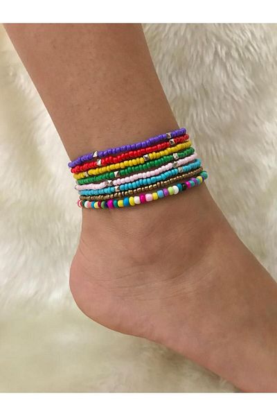 Beykan Anklet 8 Li Rainbow Set No:2