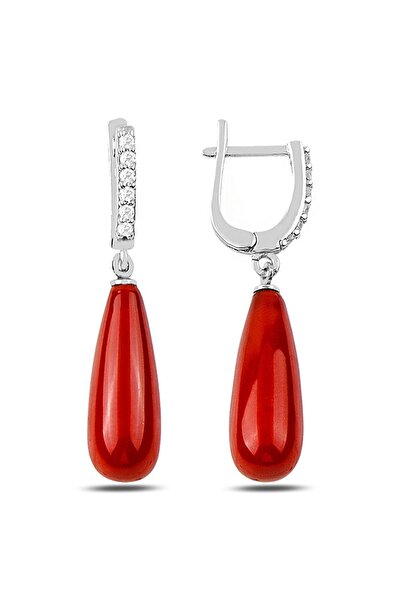 MODERN TAKI Mercan Küpe Gümüş Drop Sallantılı Model