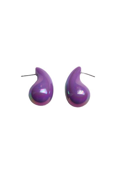 Ervalina Chubby Earrings Italian Bottega Tear Drop Earrings 1402 Purple