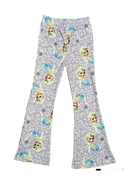 alpmodel Elsa Baskılı Fitilli İspanyol Paça Kız Çocuk Tayt Eşofman