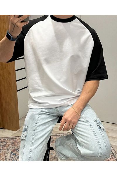 AMMA Ασπρόμαυρο Unisex Raglan Sleeve Premium T-shirt - 100% βαμβάκι