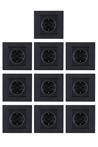 Elektroyou Arvia Füme Topraklı Priz 10 Adet Çerçeve Dahil