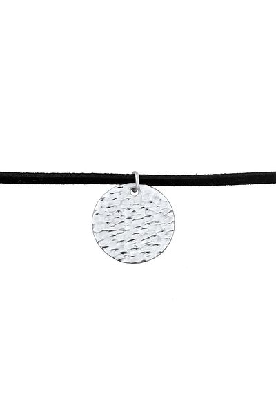ELLI Halskette Choker Coin Gehämmert Band Textil 925 Gümüş