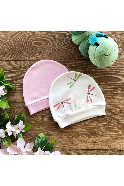 PATSAN Colorful Stroller 2-Piece Organic Cotton Beret Hat Set Dragonfly