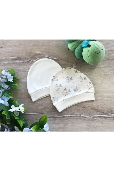 PATSAN Organic Cotton 2-Piece Combed Cotton Baby Hat Beanie Set Fish