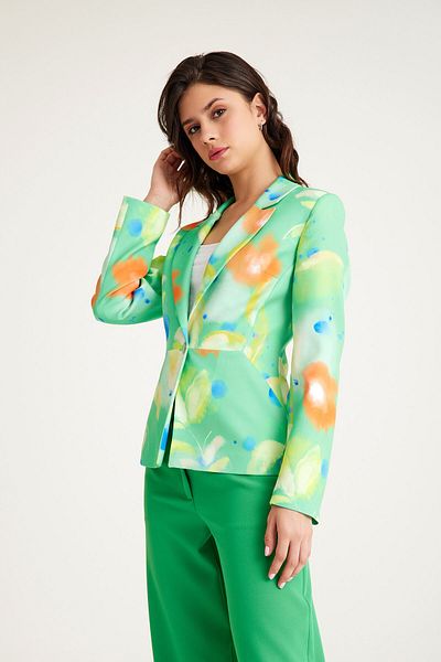 MANGOSTEEN Women's Fit Blazer Jacket - Short Patterned