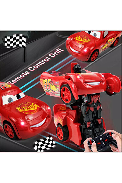 OMZ Robota Dönüşen Şimşek Mcqueen Uzaktan Kumndalı Şarjlı Araba Kız Cocuk Erk...
