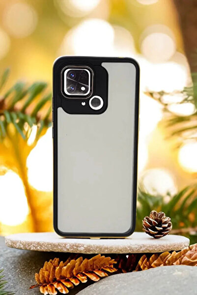 Fibaks Redmi 10c Uyumlu Kılıf Metal Çerçeve Hassas Butonlu Renkli Buzlu Şeffa...