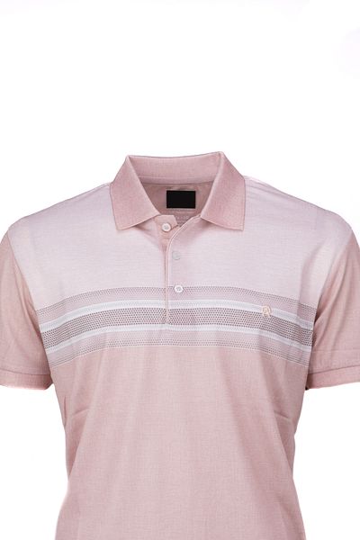Oppland Ανδρικό γιακά πόλο ριγέ Full Fit - Βαμβακερό ύφασμα Mercerized, κοντομάνικο μπλουζάκι χωρίς τσέπη