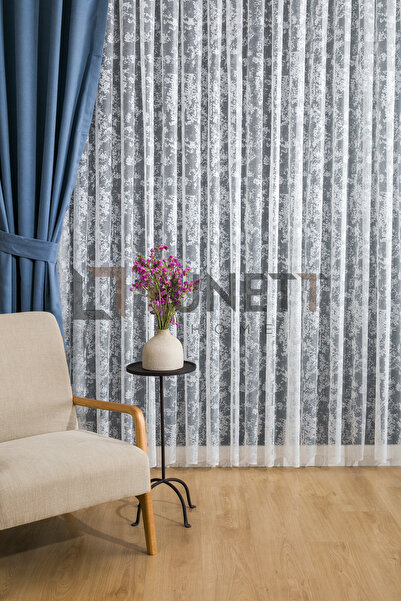 LUNETT HOME BULUT DESEN SIK PİLELİ 1x3 TÜL PERDE SALON BALKON MUTFAK TÜLÜ