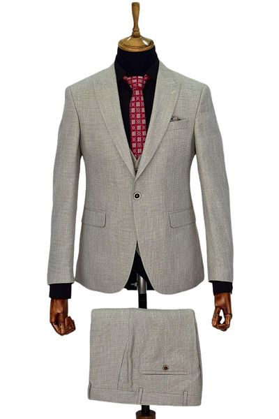 NOTRA Μπεζ ανδρικό κοστούμι - Regular Fit BGL-ST03823