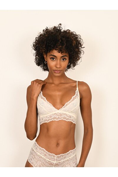 BICCA Σειρά Whitney Lace Triangle Bralet χωρίς εσώρουχα Άνετο σουτιέν με λεπτομέρεια από δαντέλα με λουλούδια εκρού