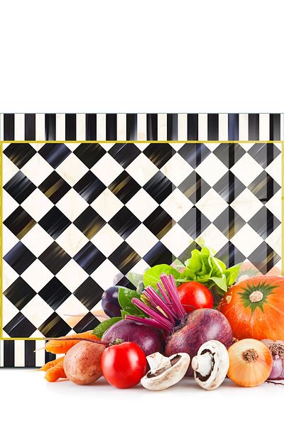 Decovetro لوح تقطيع زجاجي باللونين الأبيض والأسود من MacKenzie - 20x30 سم