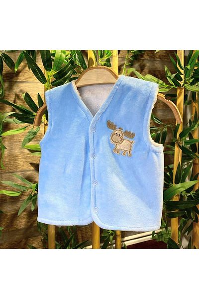 PATSAN Velvet Winter Seasonal Plush Fleece Double Sided Usable Baby Vest Deer