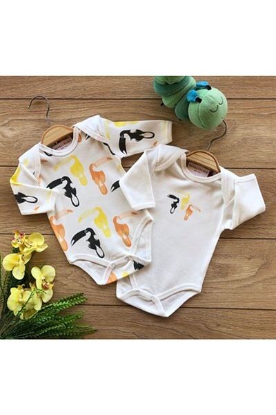 Renkli Puset 2-Piece Cotton Baby Long Sleeve Bodysuit Set Parrot