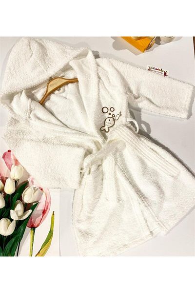 Renkli Puset Organic Hooded Children's Towel Bathrobe Fish