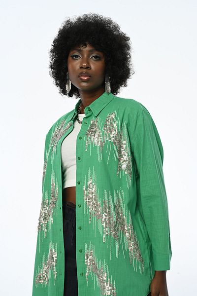 Orfeo Negro WOMEN'S SEQUINED OVERSIZE CUT SHIRT