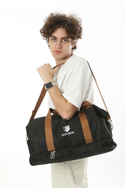 fao polo Geantă neagră de călătorie și sport cu curea lungă unisex - Dimensiune cabină impermeabilă