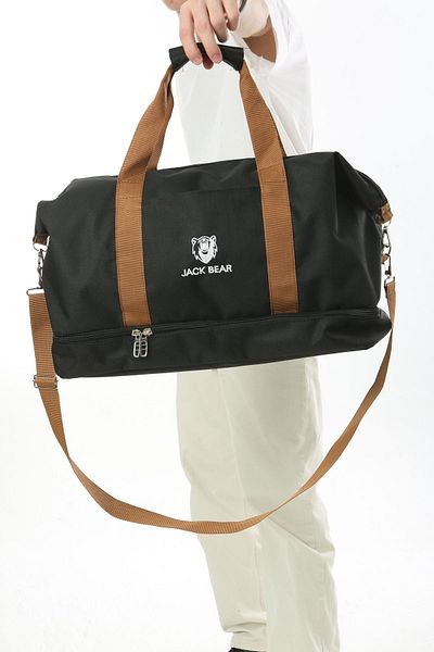 fao polo Geantă neagră de călătorie și sport cu curea lungă unisex - Dimensiune cabină impermeabilă