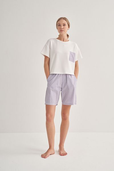 COLORDS Women's Pocket Detail Striped Shorts Pajama Set