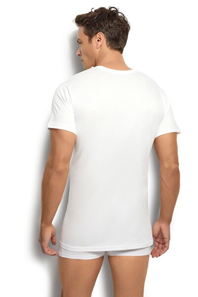 MYS GRUP TEKSTİL White Cotton Crew Neck Men's Undershirt / 104