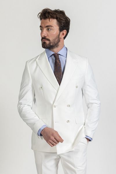 AEK FIORE White Men's Double Breasted Straight Suit