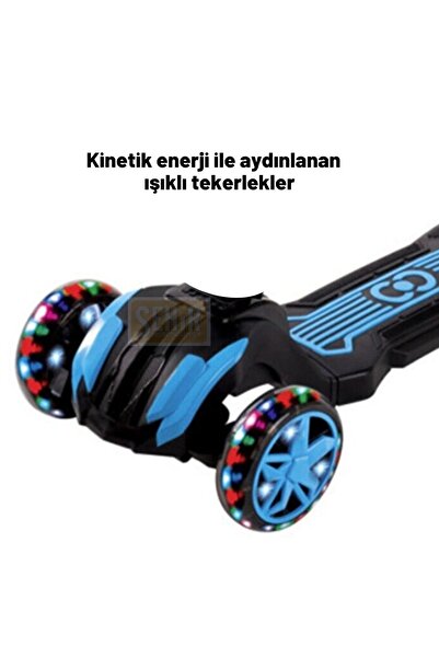 PeriYedi Combo 3-7 Yaş Led Işıklı 3 Tekerlek Oturaklı Yükseklik Ayarlı Katlanabilir Çocuk Scooter