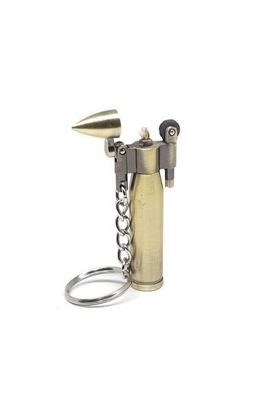 hiçdurmaal Anahtarlık Özellikli Komple Metal Mermi Şeklinde Benzinli Çakmak 1 Adet