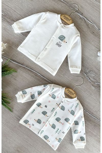 PATSAN 2-Piece Organic Cotton Baby Top Cardigan Set Kirpi