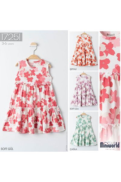 Miniworld Floral Patterned Dress for Girls