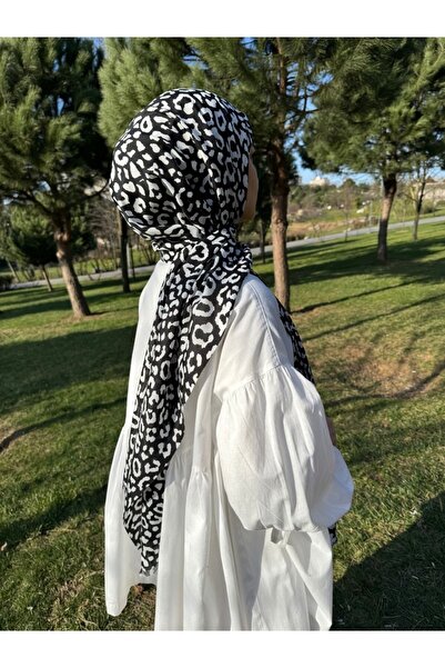 shalby Μαύρο σάλι Hijab με μοτίβο λεοπάρ