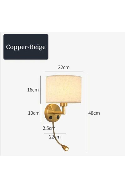 AKDENİZ AYDINLATMA ELEKTRİK MALZEMELERİ LED BED HEAD LED Reading Lamp with Lampshade Bedside Sconce HOTEL, HOTEL TYPE