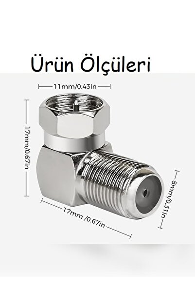 ANKTEK Bir 1 Adet L Tipi Konnektör Fiş Rg6 Çevirmeli 90 Derece Tv Uydu Cvtv Sistemlerine